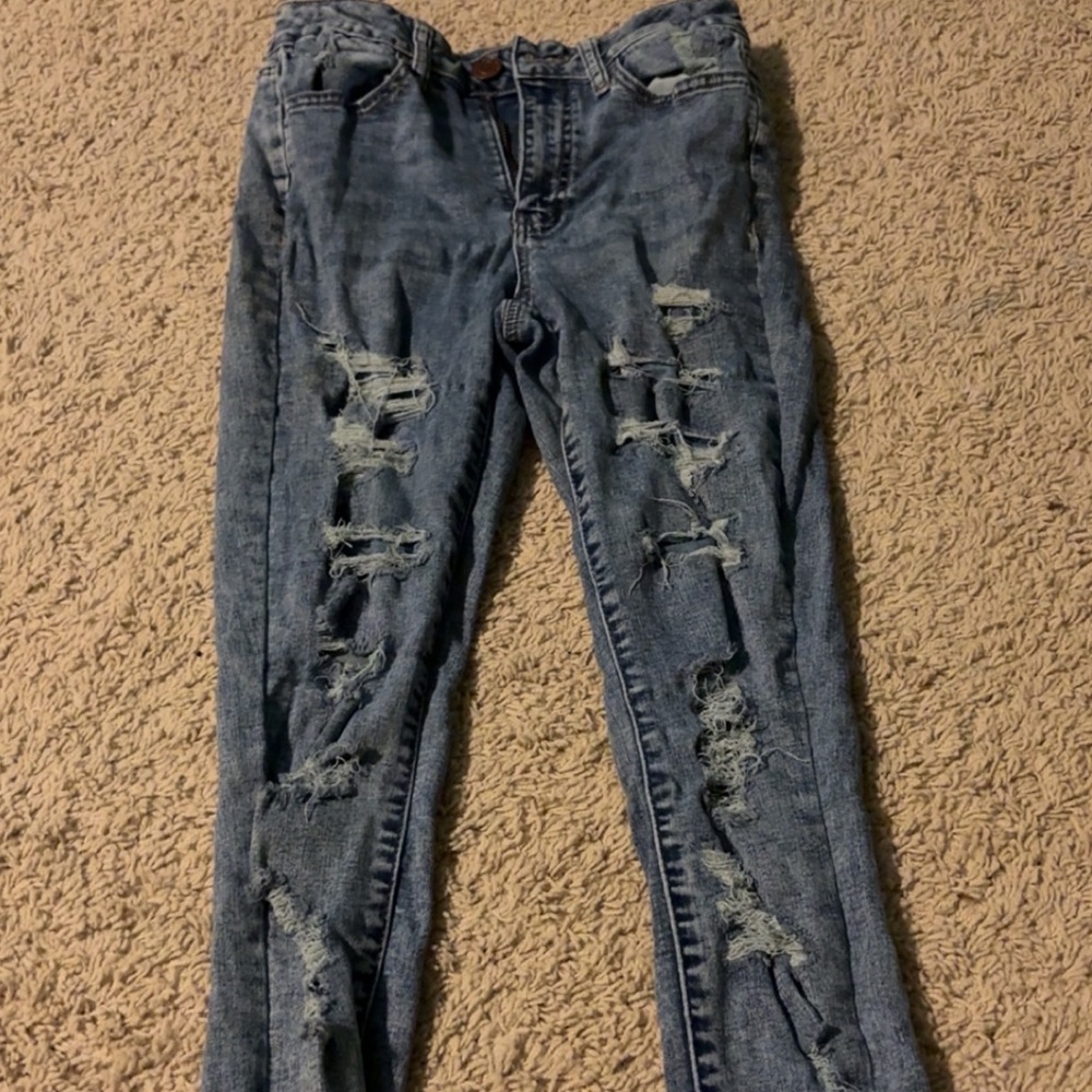Distressed Blue Jeans